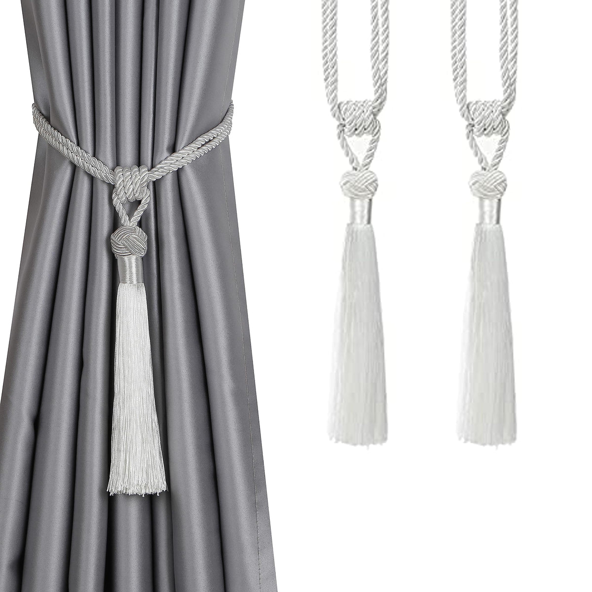 BEL AVENIR 2 Pack Curtain Tiebacks Hand-Woven Tassels Holdbacks
