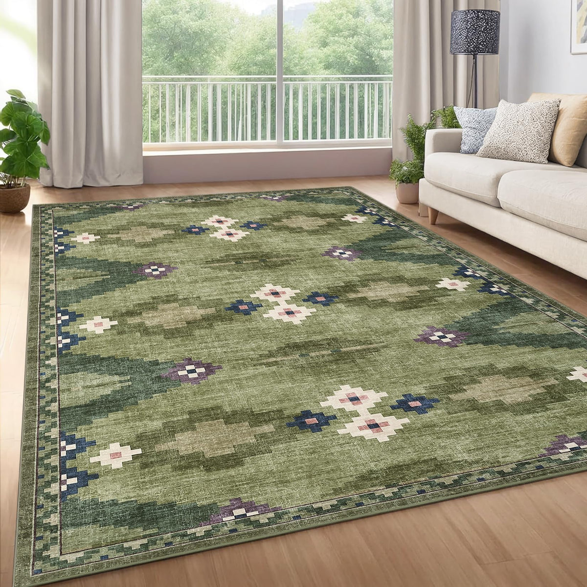 GarveeHome Modern Geometric Bedroom Washable 4x6 Small Living Room Rugs