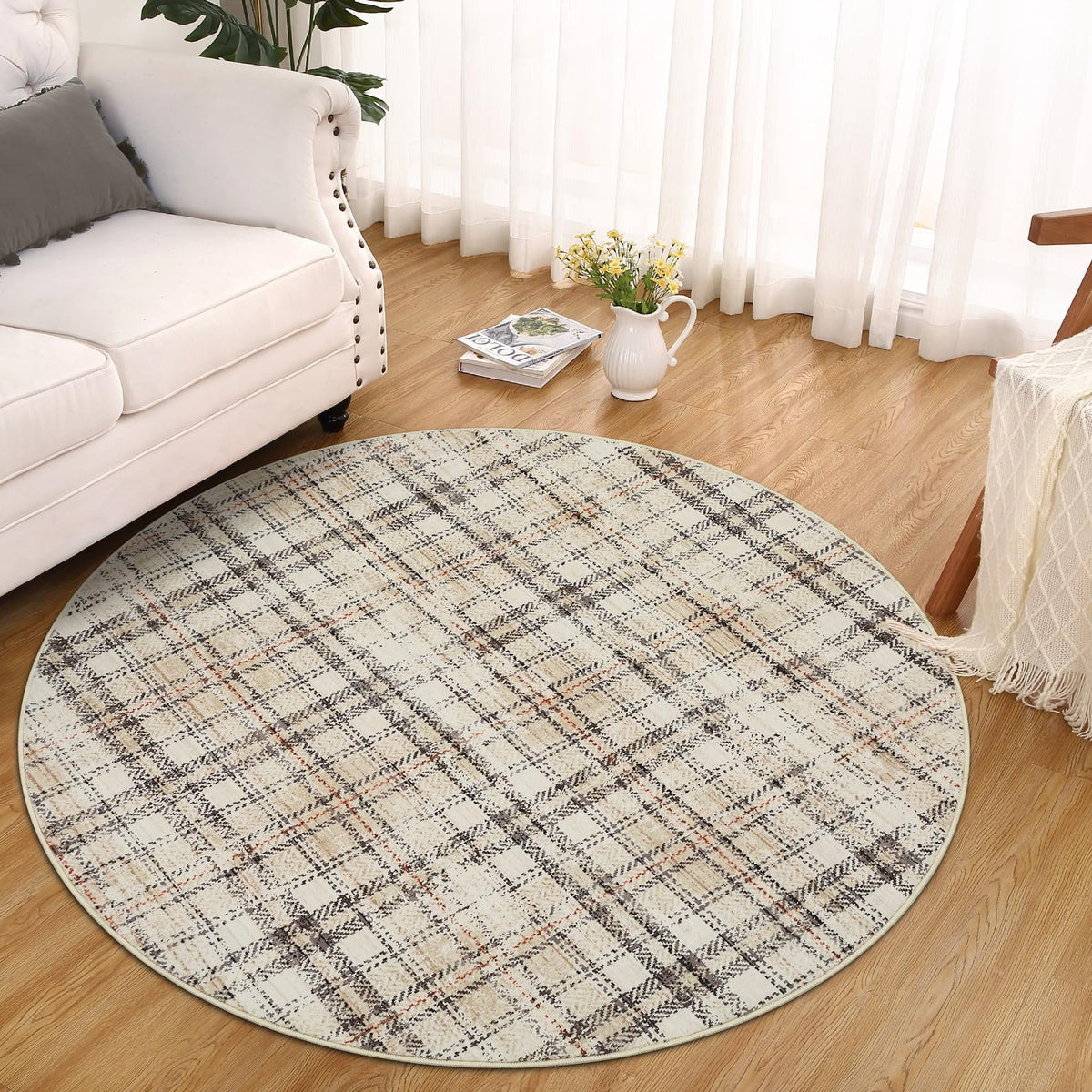 Large Living Room Rugs 8x10 Area Rugs Machine Washable Modern Geometric Neutral Rug Non Slip Low Pile Farmhouse Stain Resistant Carpet for Bedroom Nursery Classroom Dorm 8'x10' Multi