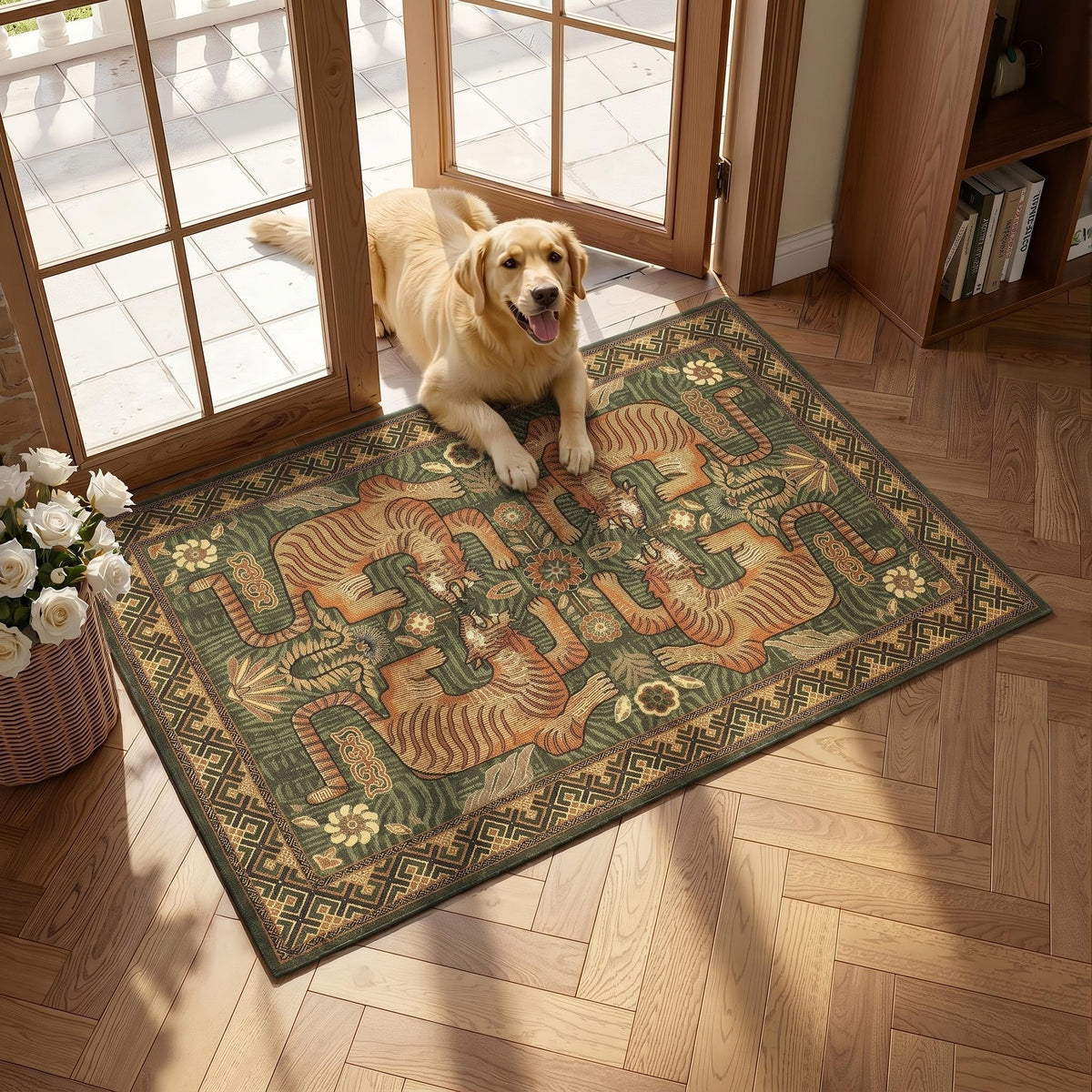 GarveeHome Tiger 8x10 Area Rugs Boho Washable Vintage Non Slip Living Room