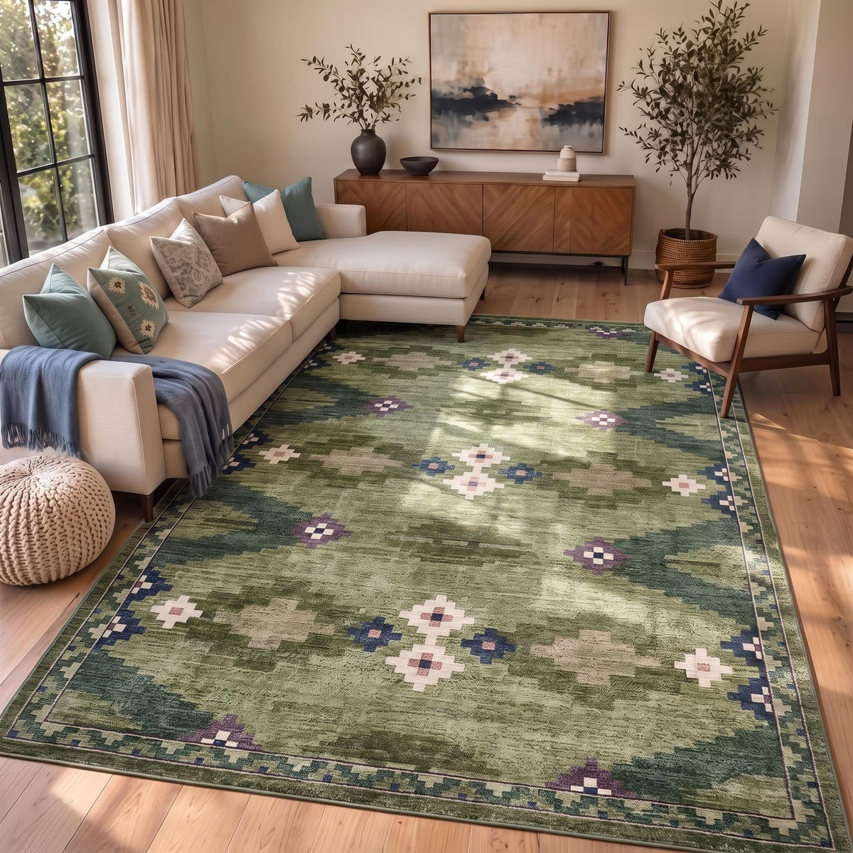 GarveeHome Modern Geometric Bedroom Washable 4x6 Small Living Room Rugs