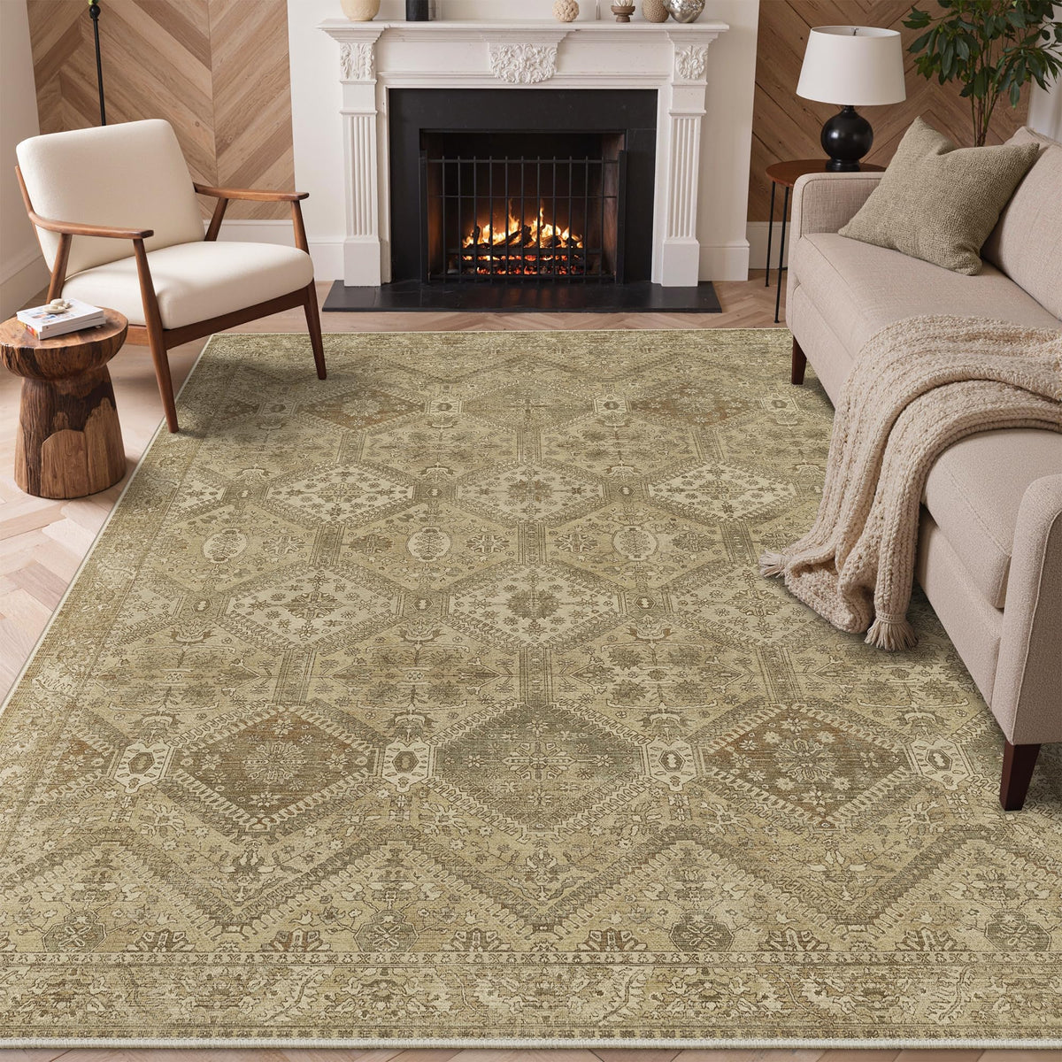 8x10 Area Rug Washable Rug for Living Room Bedroom Non Slip Carpet Taupe