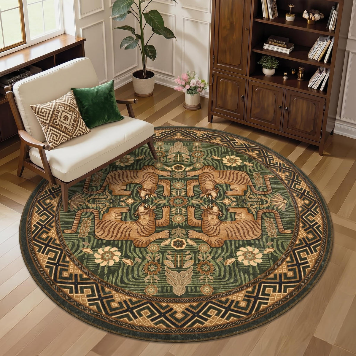 GarveeHome Tiger 8x10 Area Rugs Boho Washable Vintage Non Slip Living Room