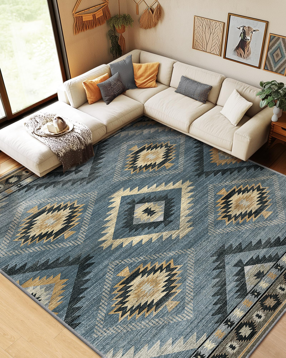 BESTSWEETIE 5'x7' Washable Area Rug for Living Room Bedroom Yellowbrown