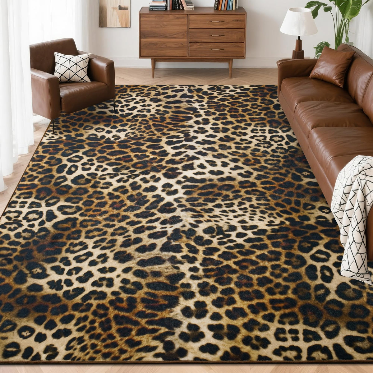 Foxmas 4x6 Leopard Area Rugs for Living Room