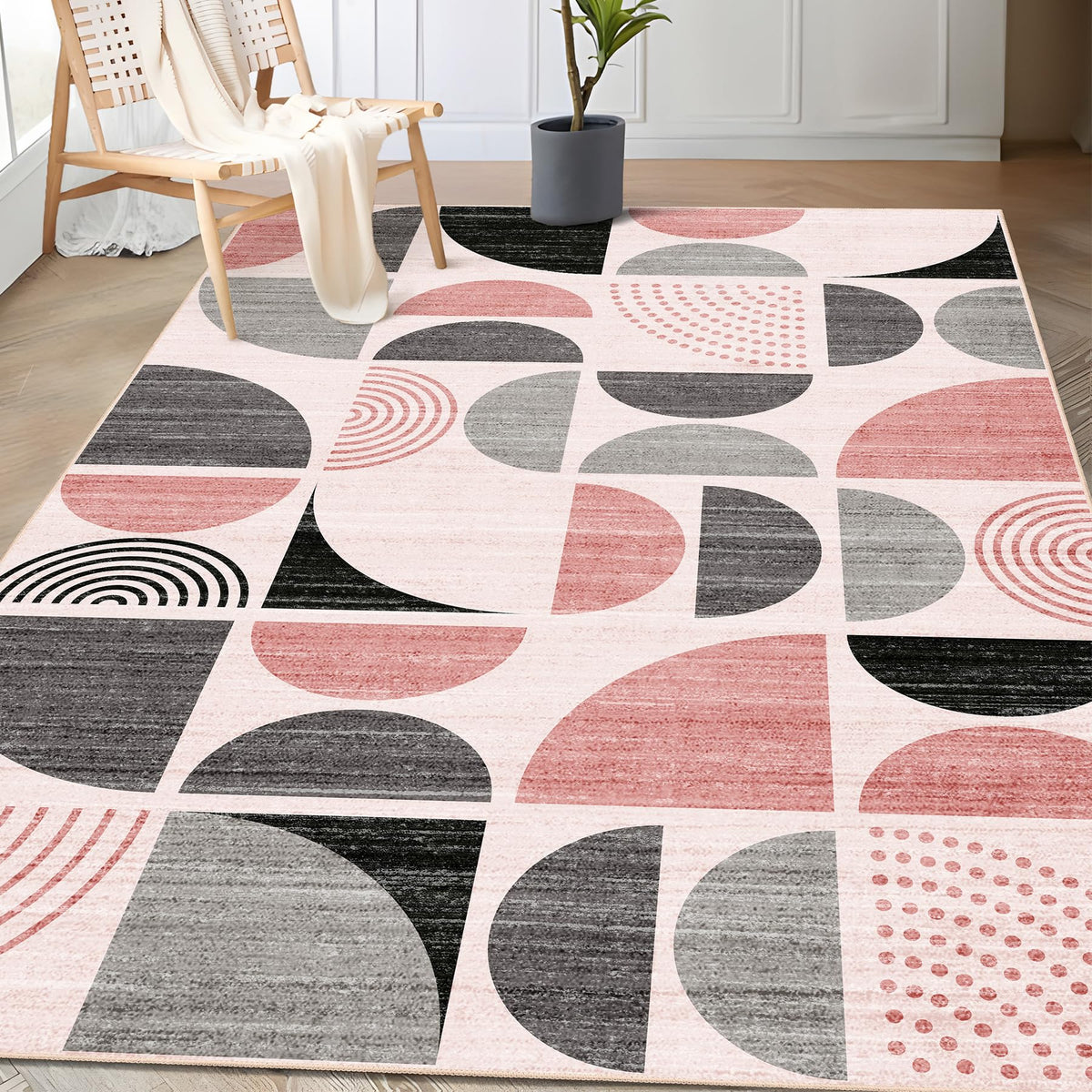 MUJOO 5x7 Area Rugs Washable,Boho Rugs Non Slip Modern Abstract Large