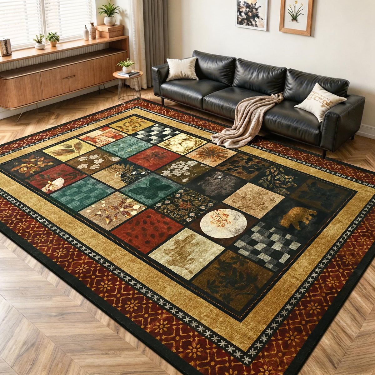 Tepook 8x10 Area Rugs for Living Room, Washable Large Geometric Bedroom Rug