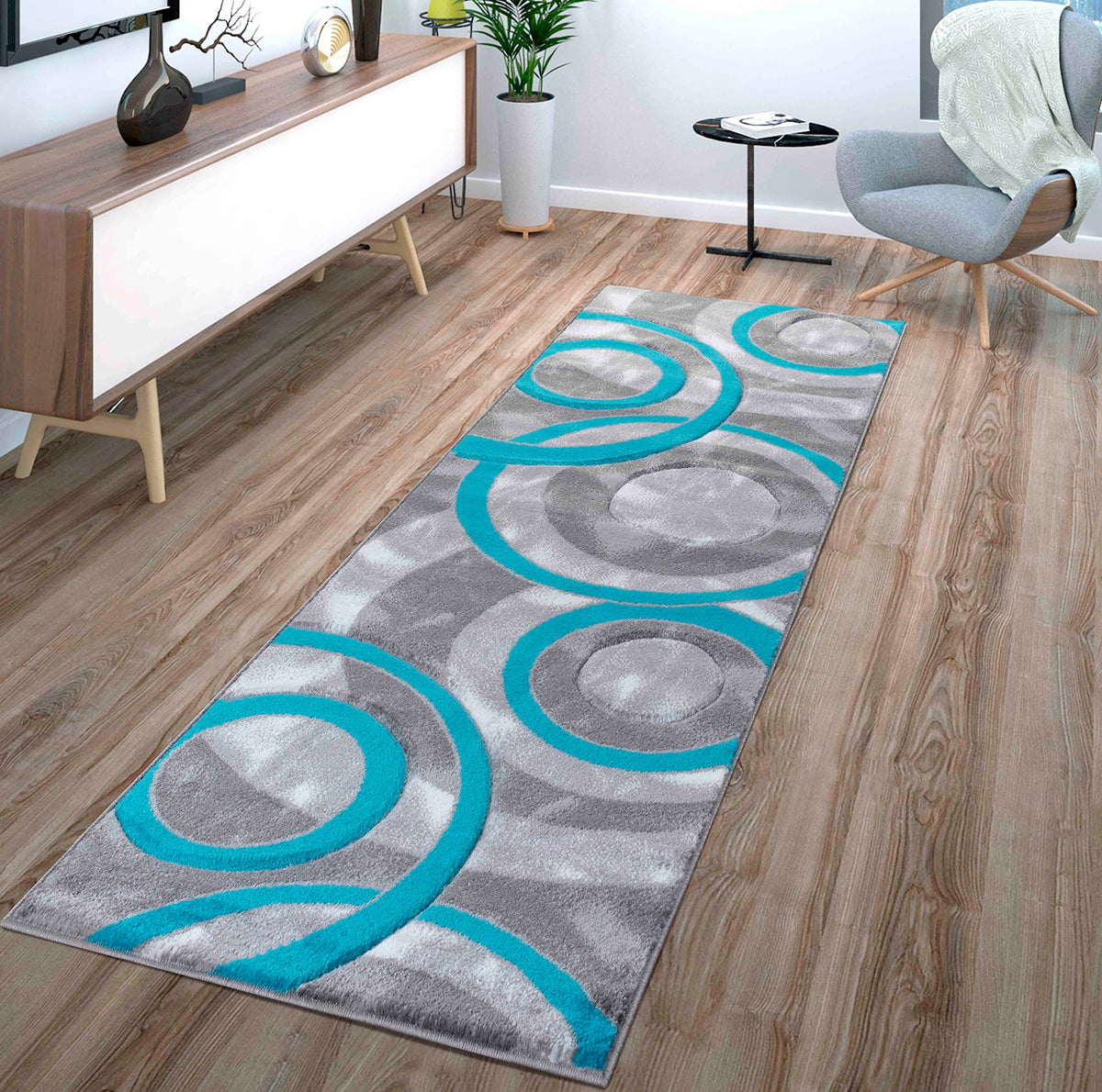 GLORY RUGS Area Rug Modern 5x7 Brown Circles Geometry Soft Hand Carved Contemporary Floor Carpet Fluffy Texture for Indoor Living Dining Room and Bedroom Area