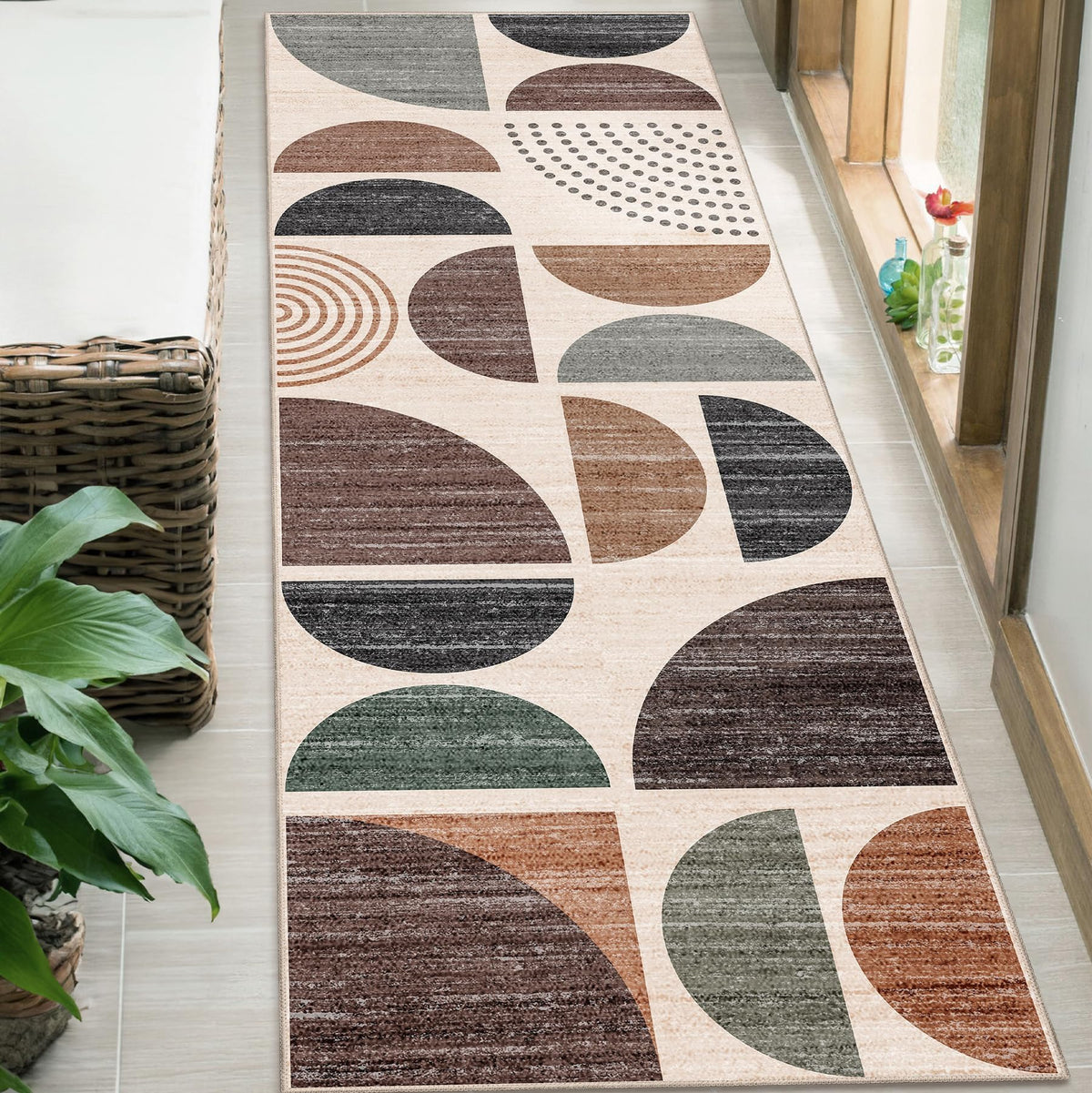 MUJOO 5x7 Area Rugs Washable,Boho Rugs Non Slip Modern Abstract Large