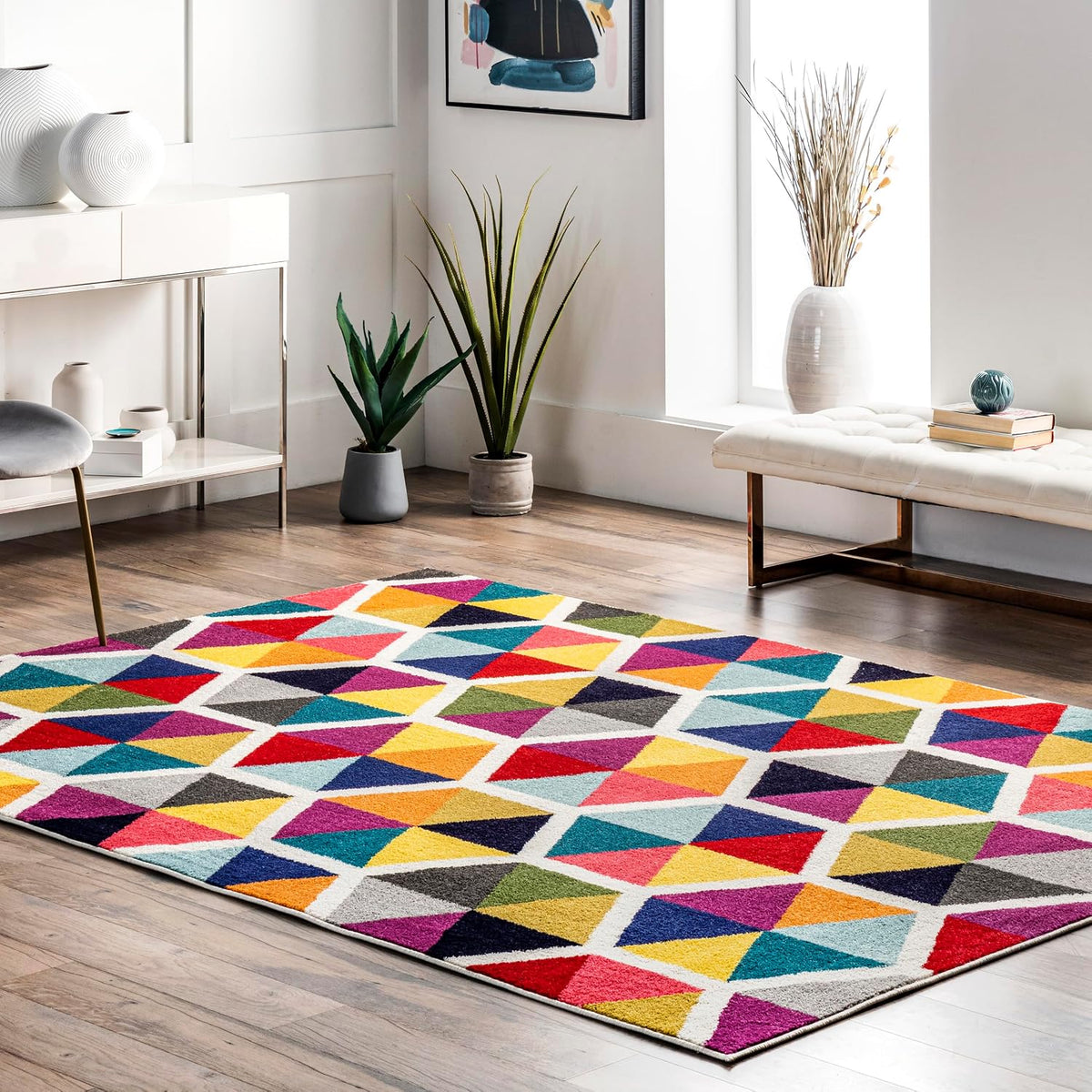 nuLOOM Maris Multicolor Geometric Power Loomed Area Rug, 4' x 6'