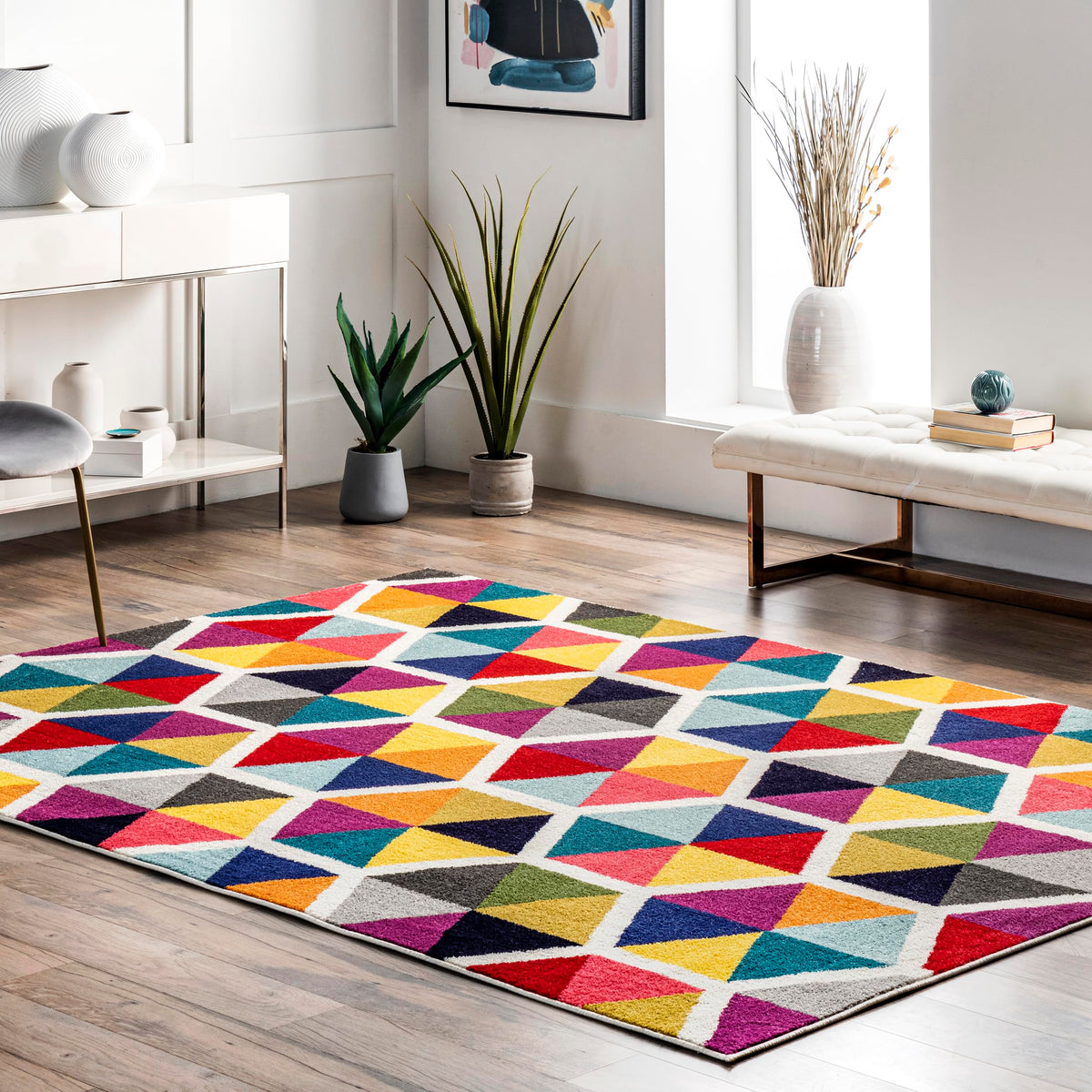 nuLOOM Maris Multicolor Geometric Power Loomed Area Rug, 4' x 6'