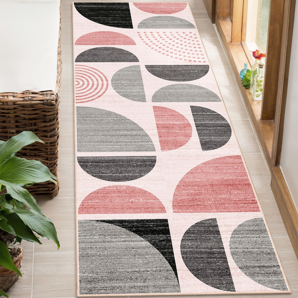 MUJOO 5x7 Area Rugs Washable,Boho Rugs Non Slip Modern Abstract Large