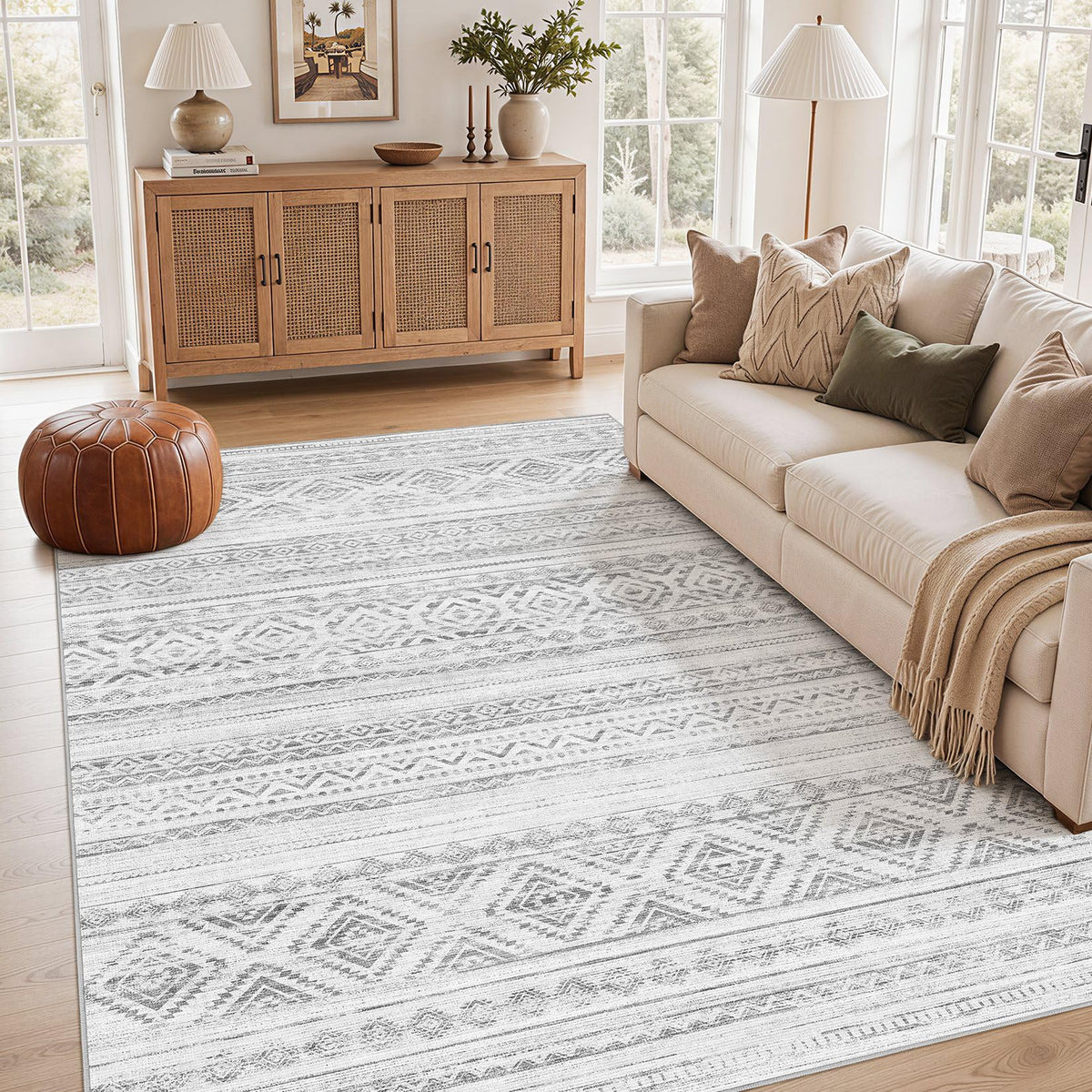 cotiled 6x9 Area Rugs for Living Room: Boho Washable Rug for Dining Room