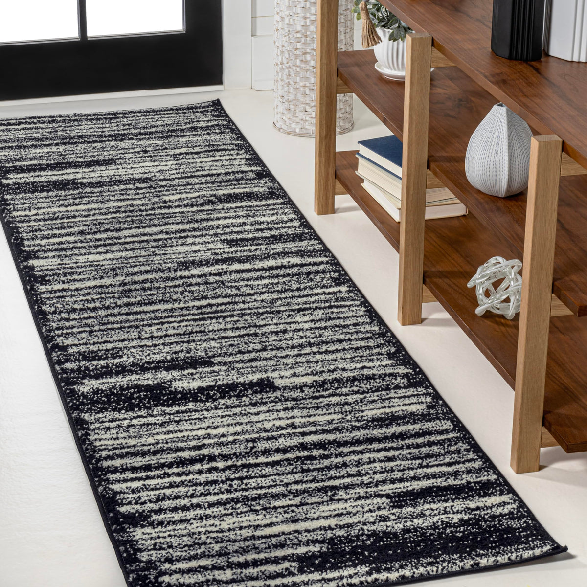 JONATHAN Y Khalil Modern Berber Stripe Cream/Black Indoor Area Rug, 8x10, Contemporary, Bohemian, Easy-Cleaning for Living Room, Bedroom, Kitchen, Pet Friendly, Non-Shedding (MOH207A-8)