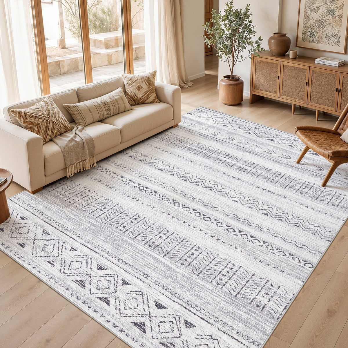 cotiled 6x9 Area Rugs for Living Room: Boho Washable Rug for Dining Room