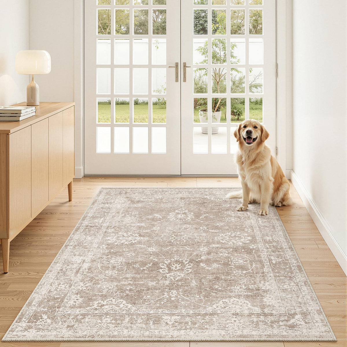 Madane 8x10 Area Rugs for Living Room, Washable Neutral Rug Brown/Sand