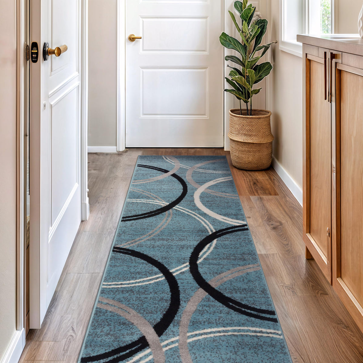 Rugshop Wavy Circles Fade-Resistant Living Room Area Rug Gray 5'3" x 7'3"