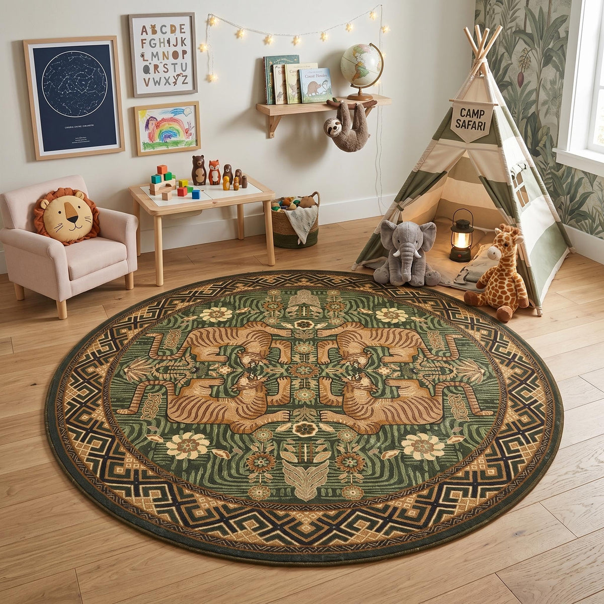 GarveeHome Tiger 8x10 Area Rugs Boho Washable Vintage Non Slip Living Room
