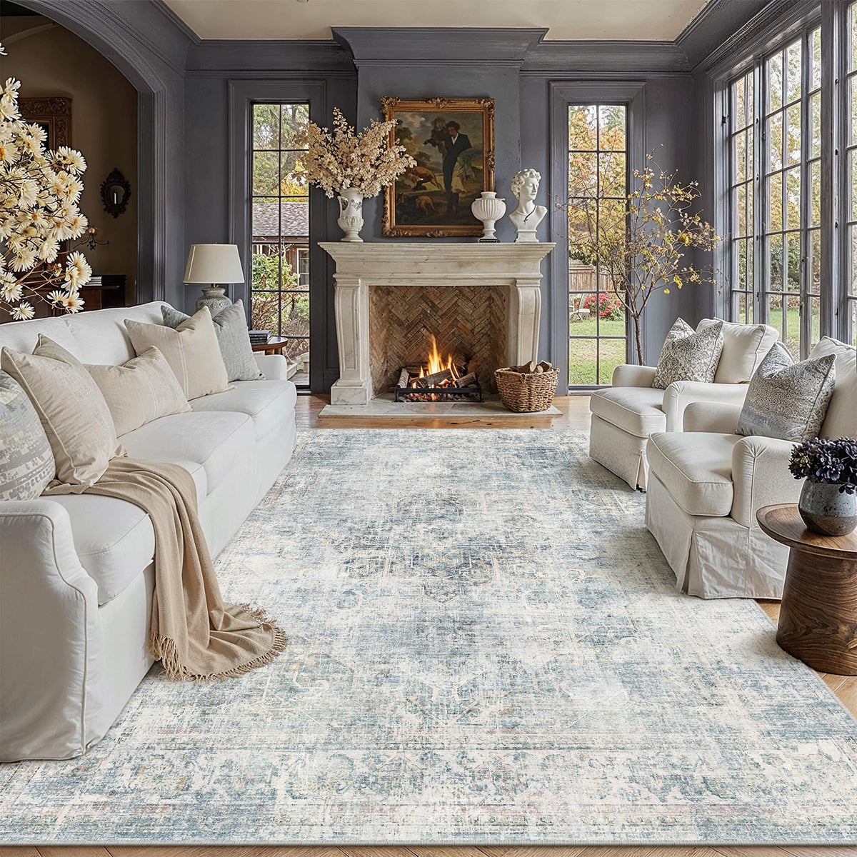 8x10 Dark Brown Vintage Area Rug