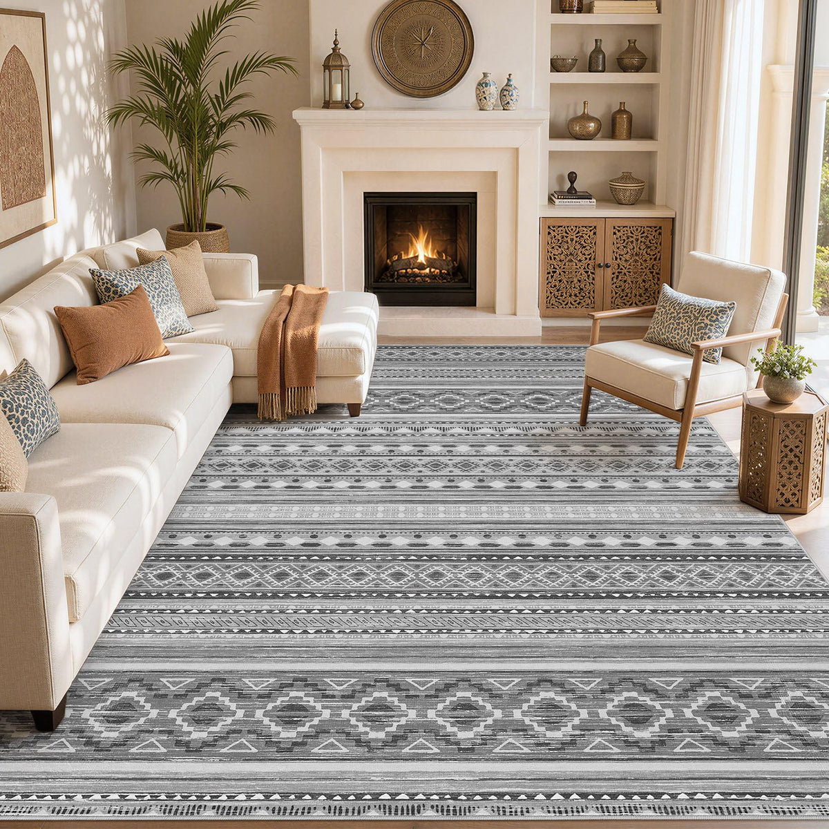 cotiled 6x9 Area Rugs for Living Room: Boho Washable Rug for Dining Room