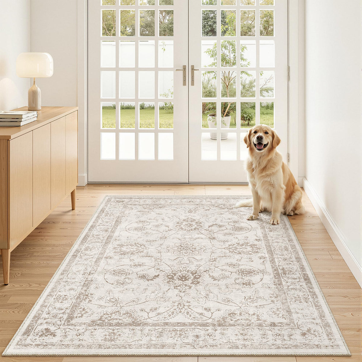 Madane 8x10 Area Rugs for Living Room, Washable Neutral Rug Brown/Sand