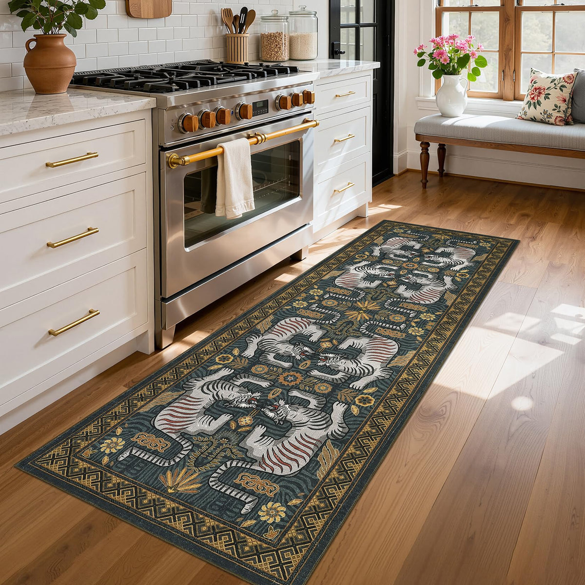 GarveeHome Tiger 8x10 Area Rugs Boho Washable Vintage Non Slip Living Room