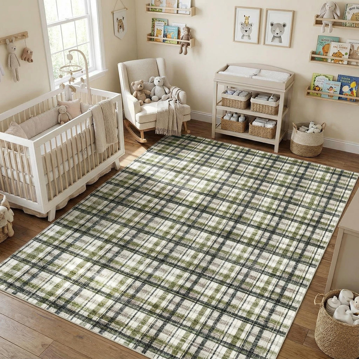 Large Living Room Rugs 8x10 Area Rugs Machine Washable Modern Geometric Neutral Rug Non Slip Low Pile Farmhouse Stain Resistant Carpet for Bedroom Nursery Classroom Dorm 8'x10' Multi