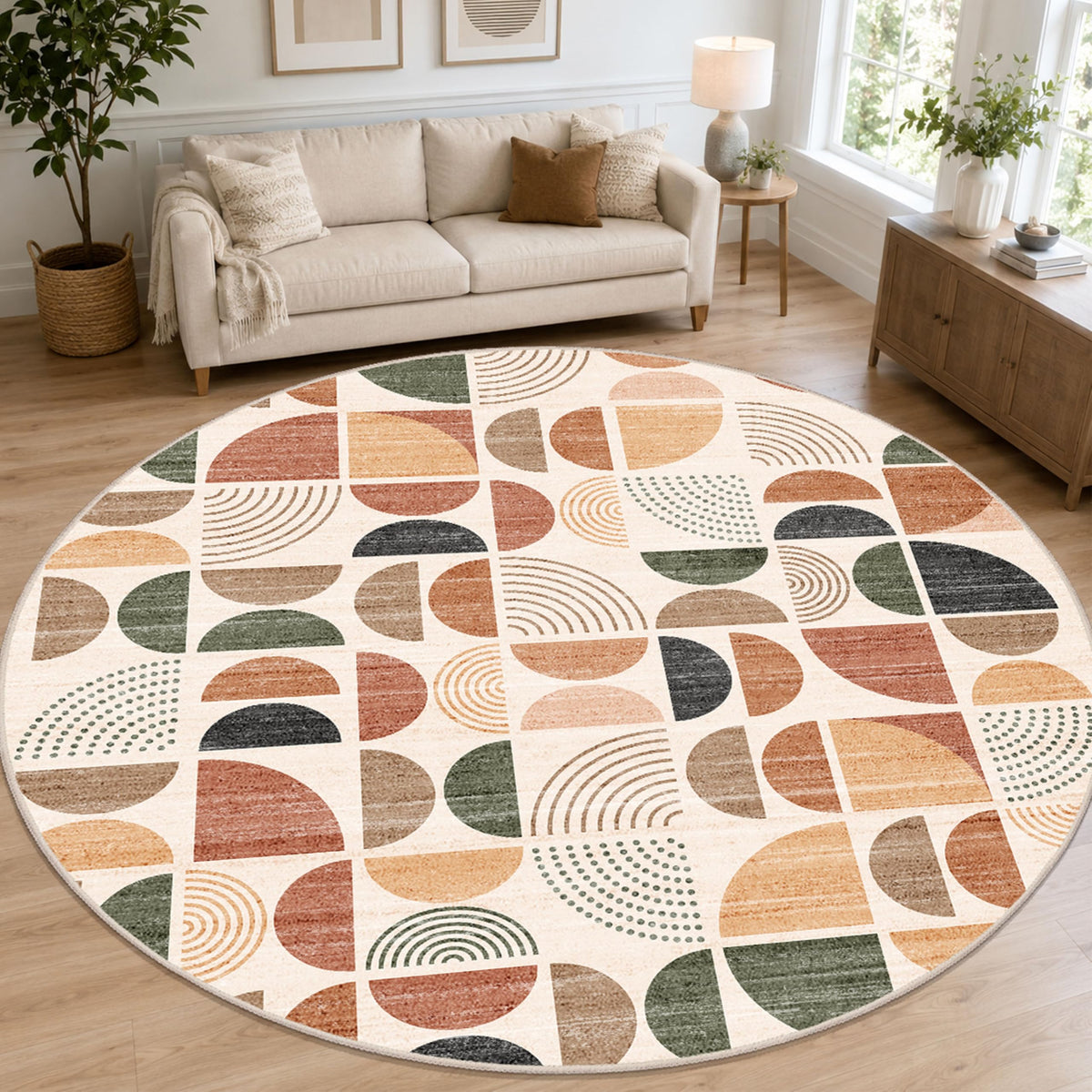 MUJOO 5x7 Area Rugs Washable,Boho Rugs Non Slip Modern Abstract Large