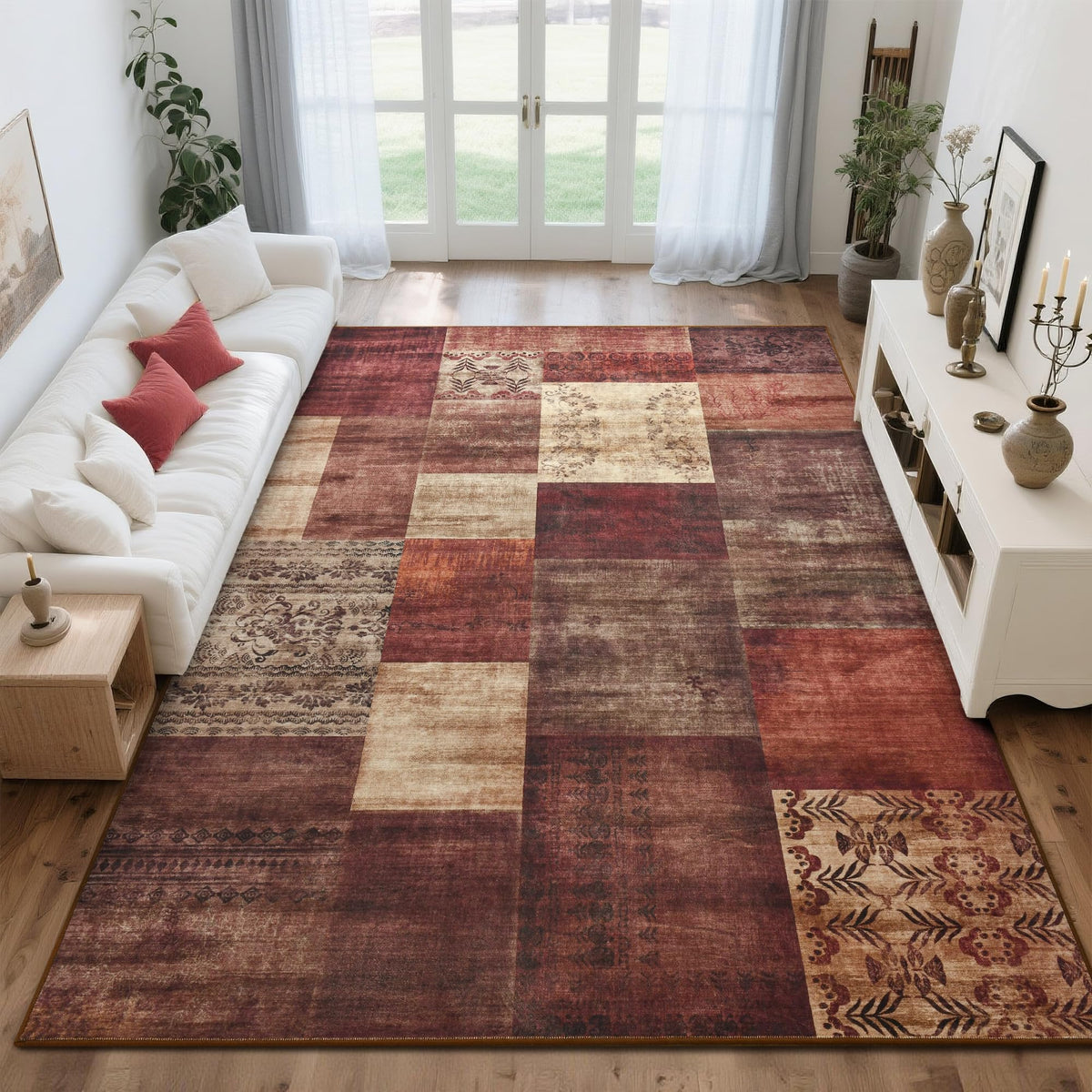 Tepook 8x10 Area Rugs for Living Room, Washable Large Geometric Bedroom Rug