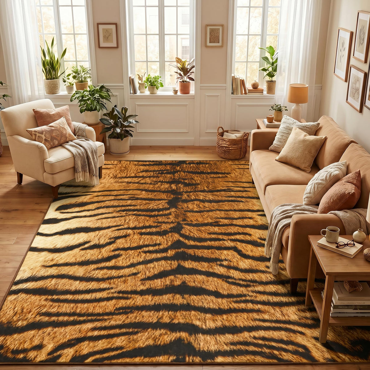 BENRON Soft Antelope Rug 4x6, Faux Animal Print Rug for Living Room Bedroom