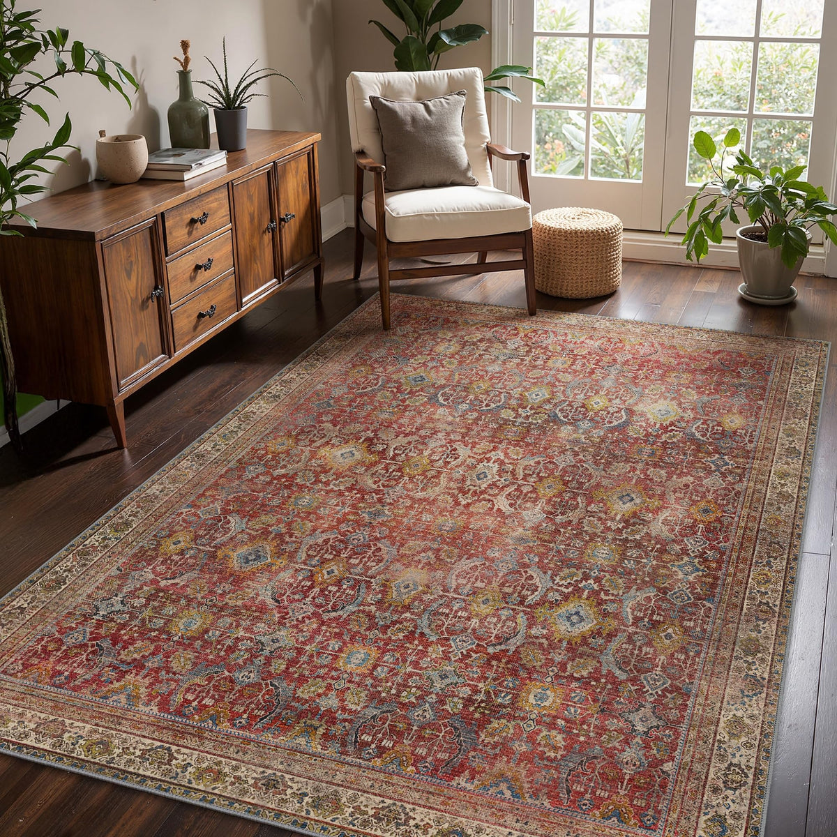 8x10 Area Rug Washable Rug for Living Room Bedroom Non Slip Carpet Taupe