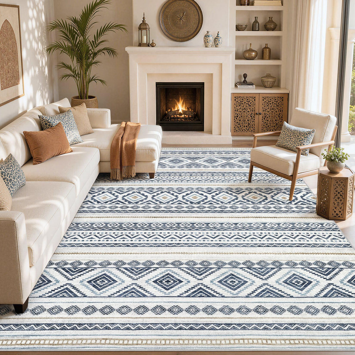 cotiled 6x9 Area Rugs for Living Room: Boho Washable Rug for Dining Room