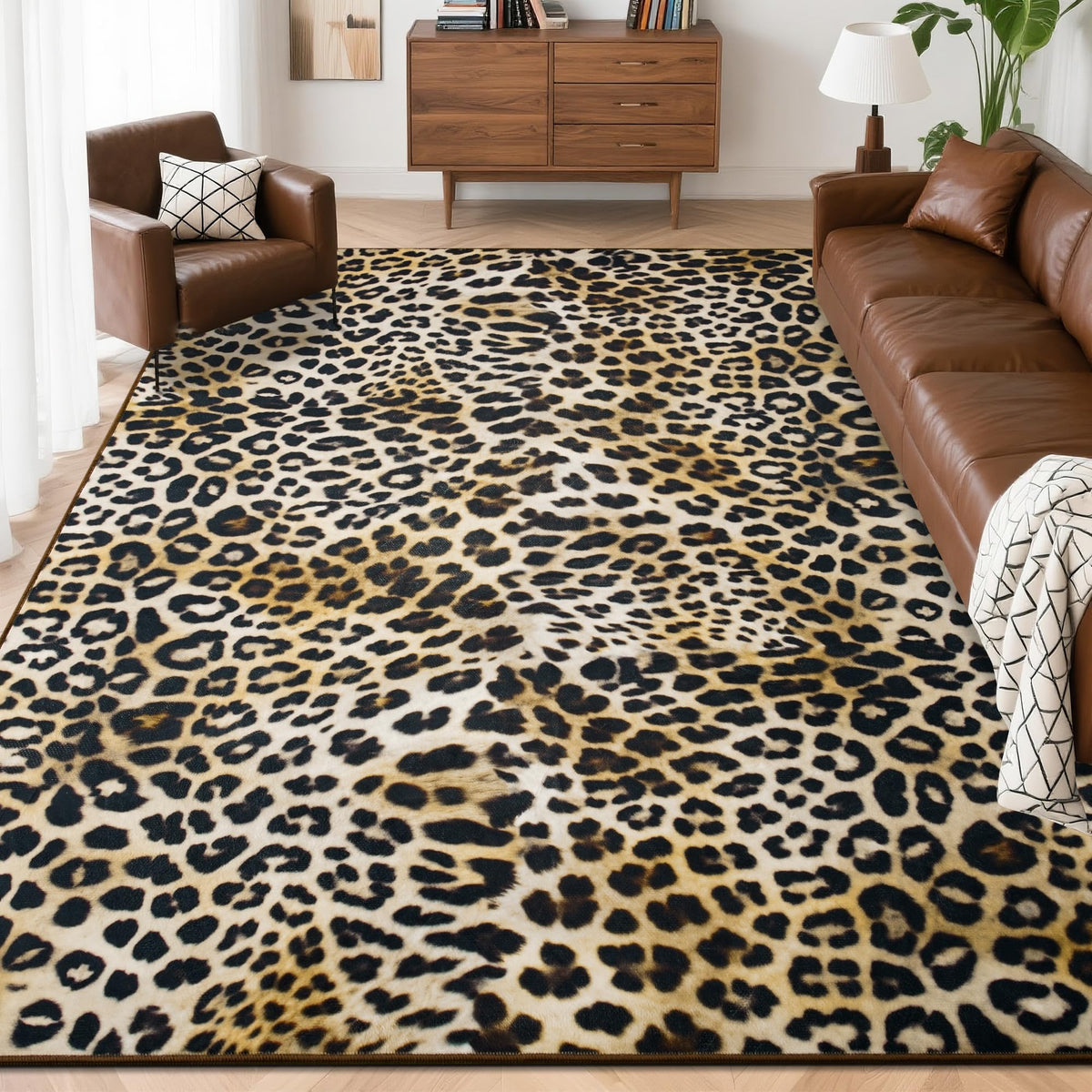 Foxmas 4x6 Leopard Area Rugs for Living Room