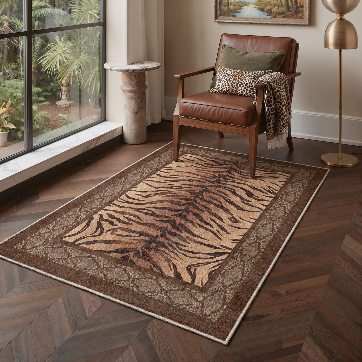 Bavni Leopard Rug 5x7 Cheetah Animal Print Rug Washable Jungle Rugs Blue