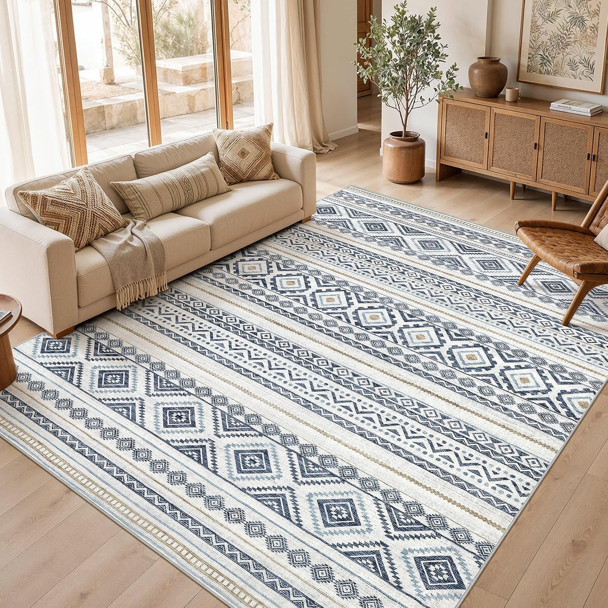 cotiled 6x9 Area Rugs for Living Room: Boho Washable Rug for Dining Room
