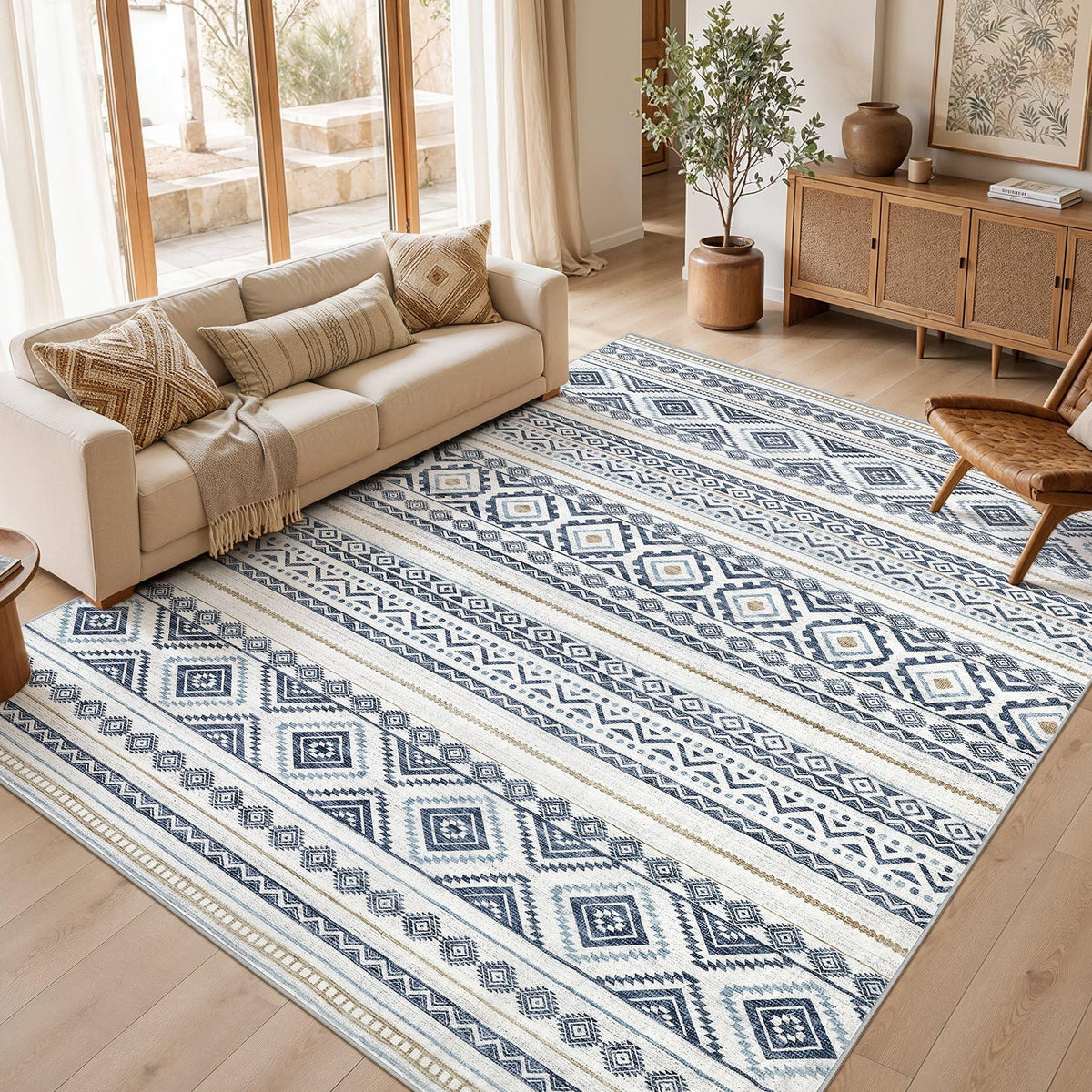 cotiled 6x9 Area Rugs for Living Room: Boho Washable Rug for Dining Room