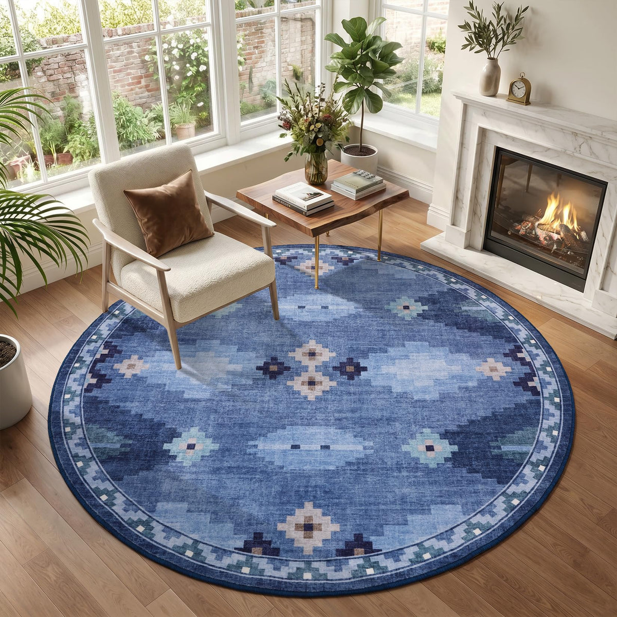 GarveeHome Modern Geometric Bedroom Washable 4x6 Small Living Room Rugs
