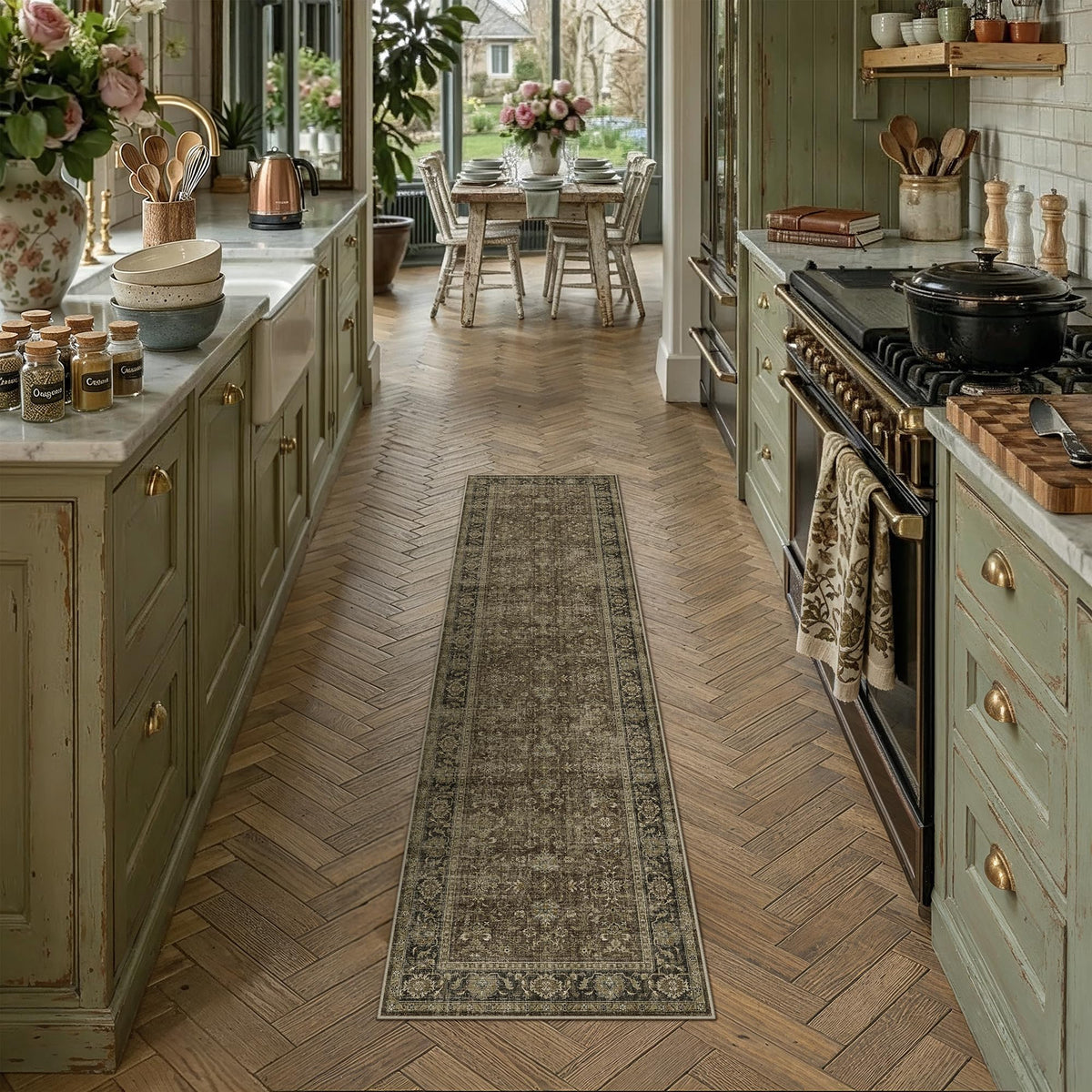 8x10 Dark Brown Vintage Area Rug