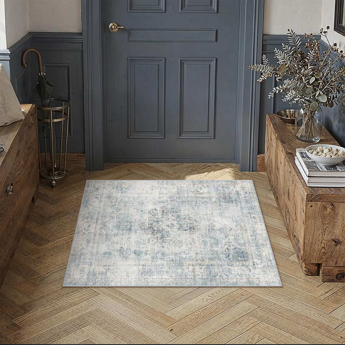 8x10 Dark Brown Vintage Area Rug
