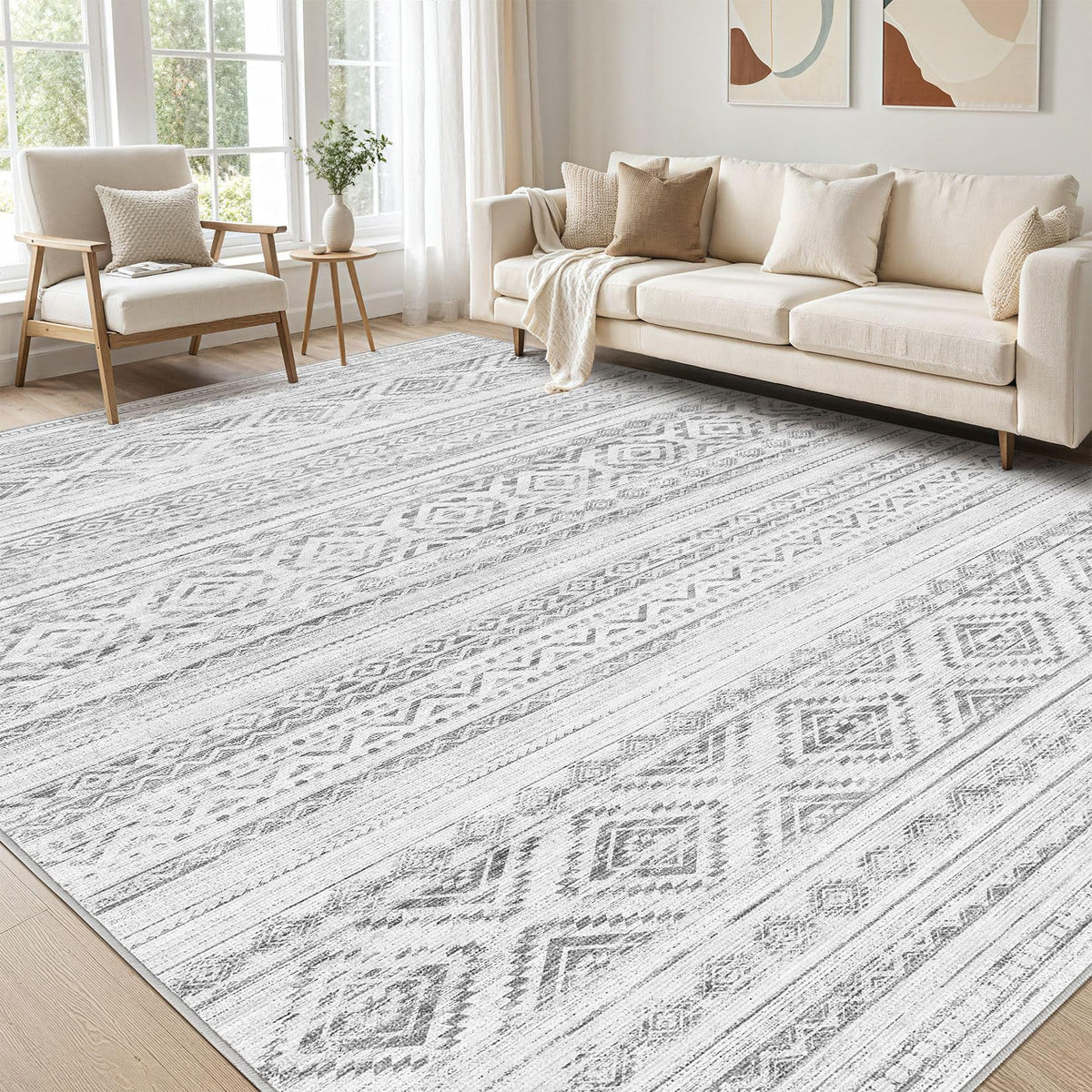 cotiled 6x9 Area Rugs for Living Room: Boho Washable Rug for Dining Room
