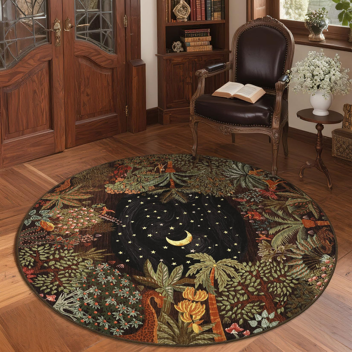 GarveeHome 5x7 Jungle Area Rug Washable Rugs for Living Room Bedroom, Soft Low Pile Non Slip Accent Floor Mat Animal Print Throw Rug Indoor Carpet Dining Room Playroom