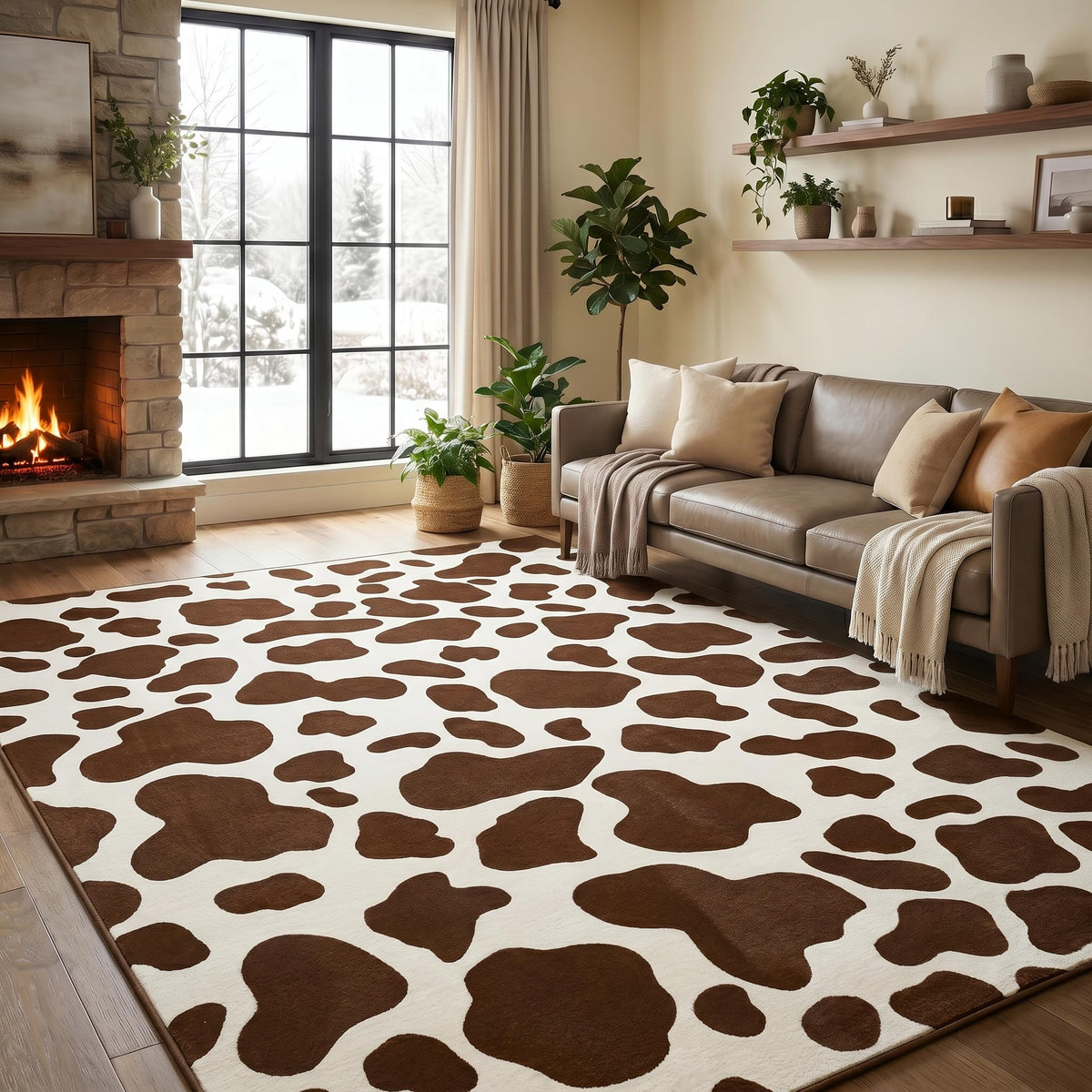 BENRON Soft Antelope Rug 5x7, Faux Animal Print Rug for Living Room Bedroom