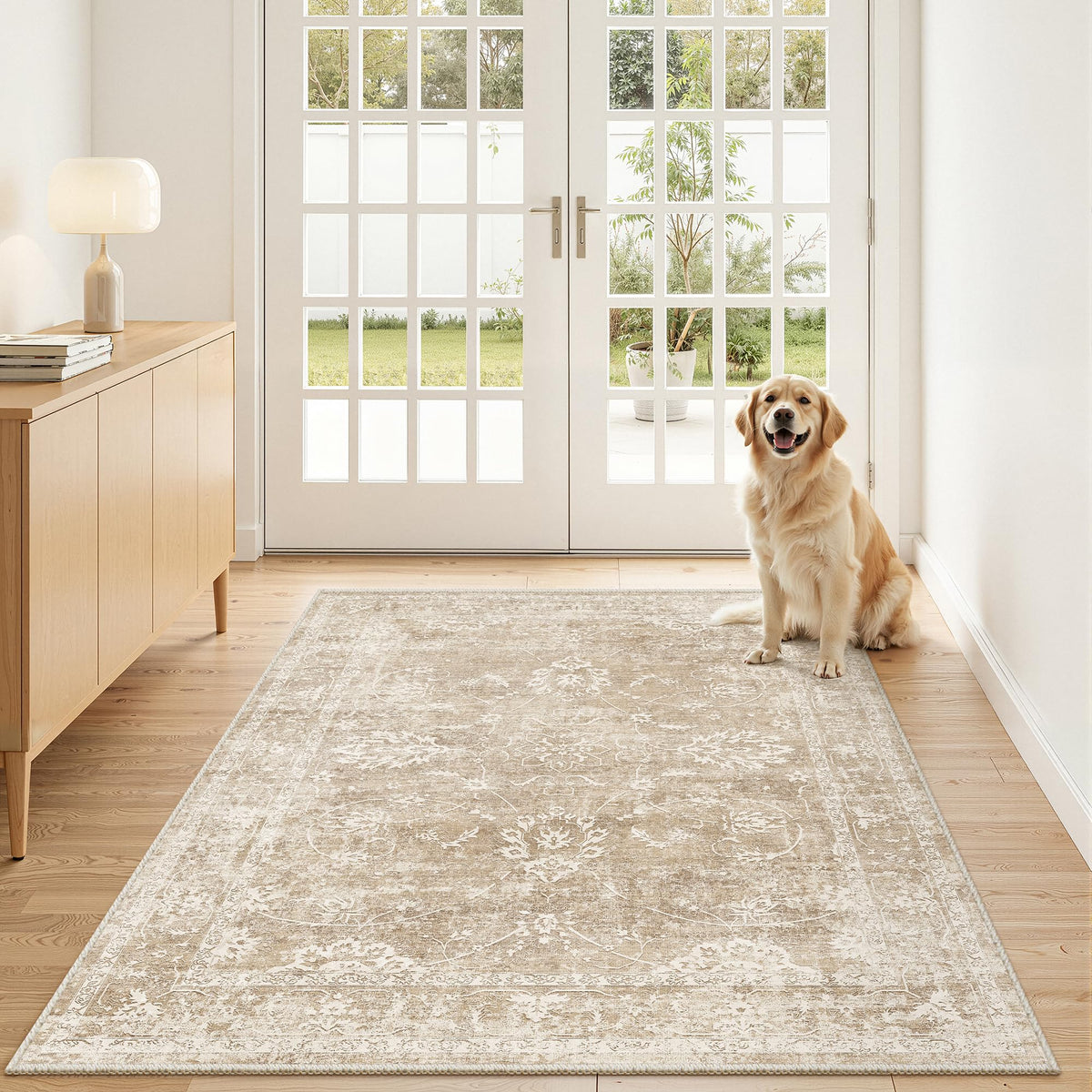 Madane 8x10 Area Rugs for Living Room, Washable Neutral Rug Brown/Sand