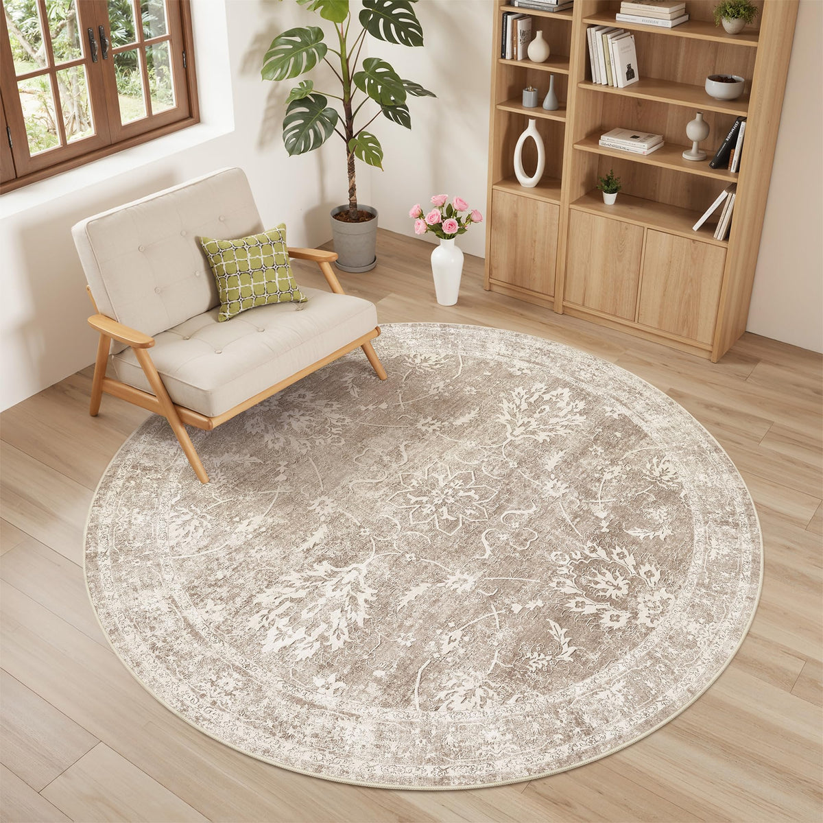 Madane 8x10 Area Rugs for Living Room, Washable Neutral Rug Brown/Sand