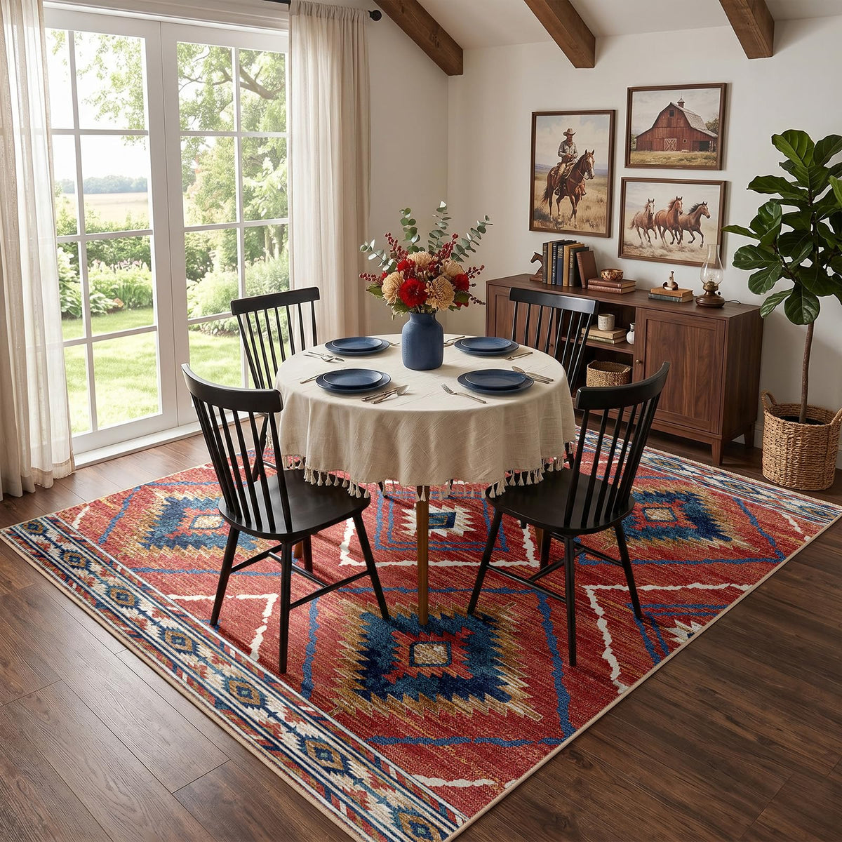 BESTSWEETIE 5'x7' Washable Area Rug for Living Room Bedroom Yellowbrown