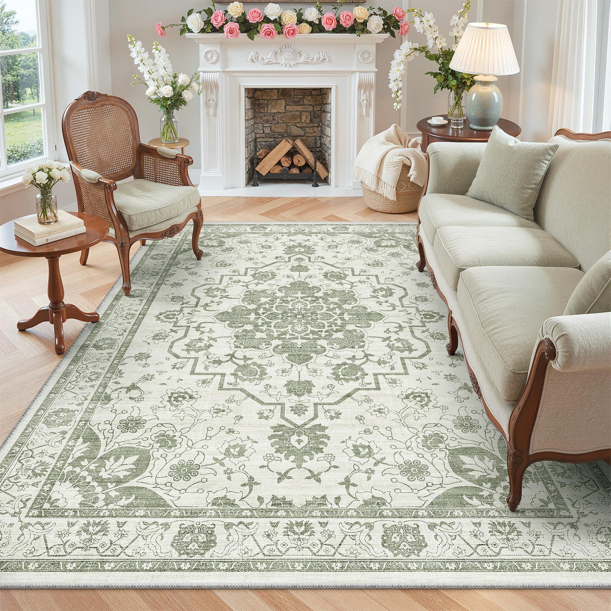 Madane 8x10 Area Rugs for Living Room, Washable Neutral Rug Brown/Sand