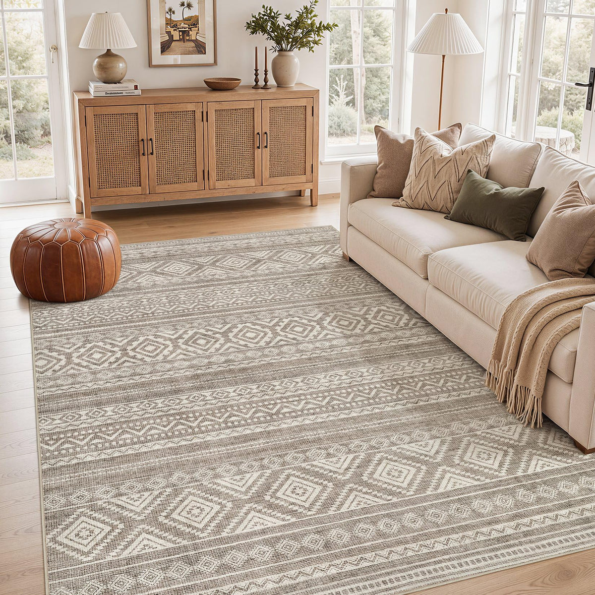 cotiled 6x9 Area Rugs for Living Room: Boho Washable Rug for Dining Room