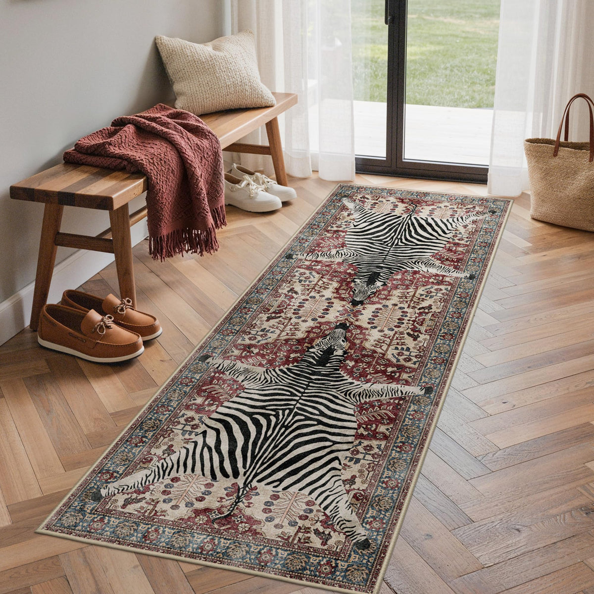 Bavni Leopard Rug 5x7 Cheetah Animal Print Rug Washable Jungle Rugs Blue