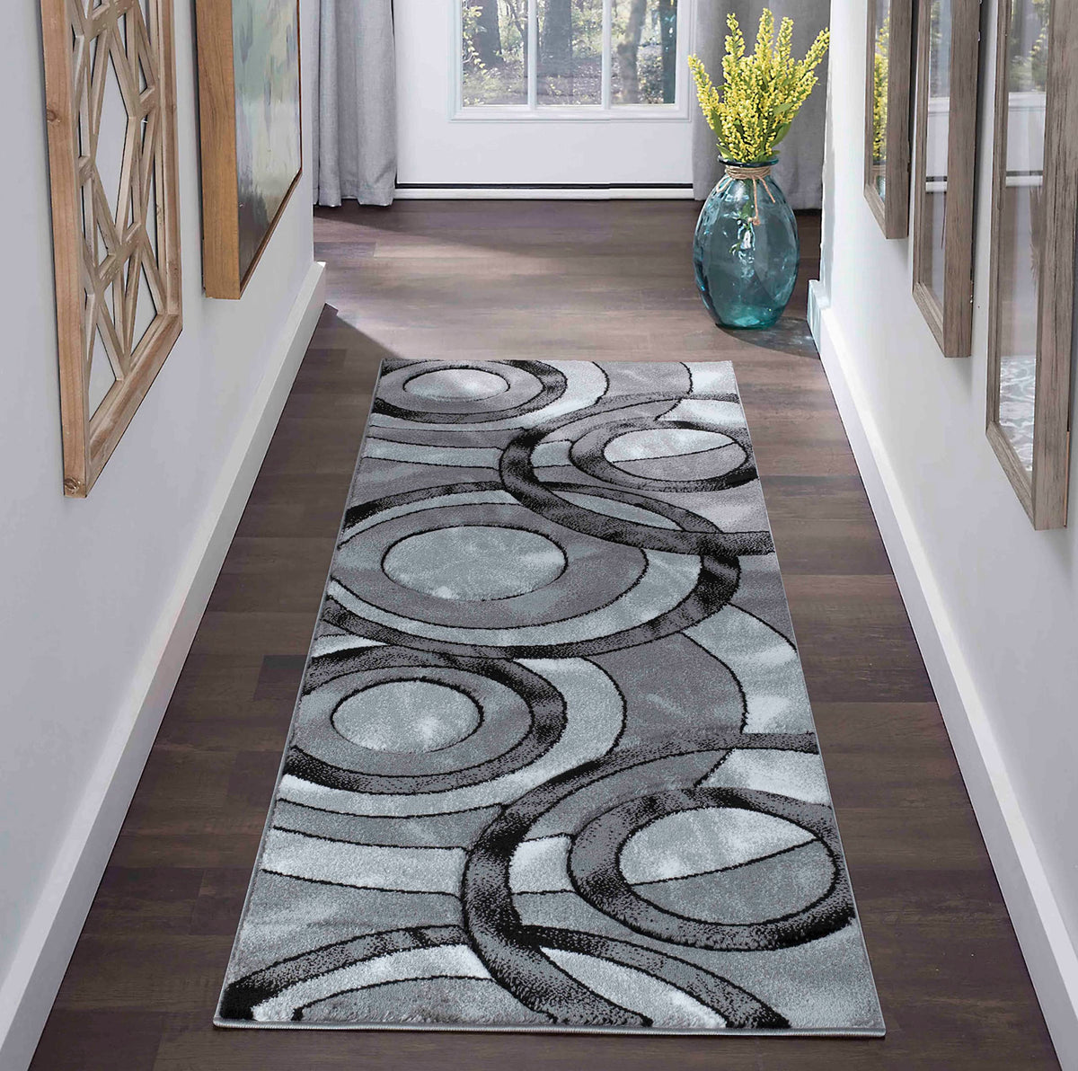 GLORY RUGS Area Rug Modern 5x7 Brown Circles Geometry Soft Hand Carved Contemporary Floor Carpet Fluffy Texture for Indoor Living Dining Room and Bedroom Area