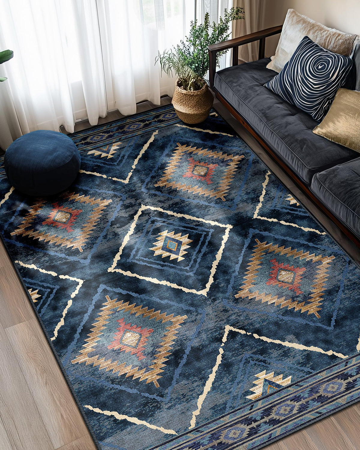 BESTSWEETIE 8'x10' Washable Area Rug for Living Room Bedroom Yellowbrown